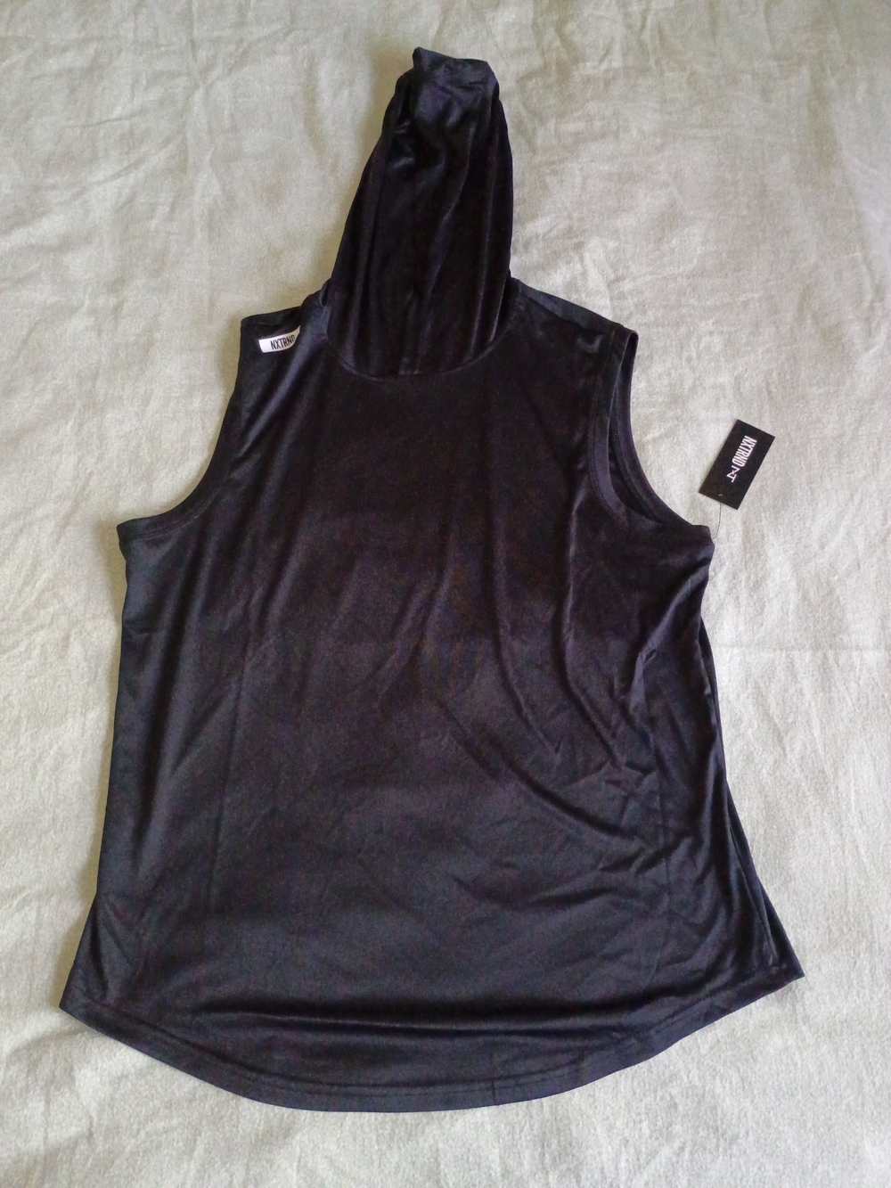 Black Sleeveless Hooded Tank Top
